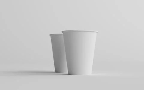 12 oz. / 355ml Single Wall Paper Regular / Medium Coffee Cup Mockup  - Two Cu Stock Illustration