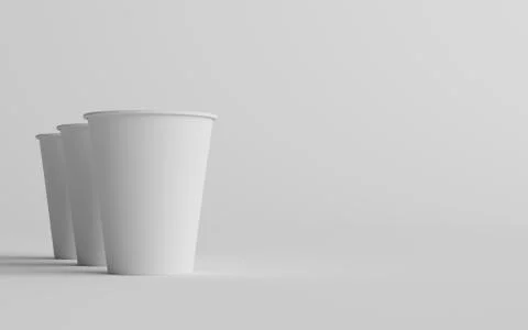 12 oz. / 355ml Single Wall Paper Regular / Medium Coffee Cup Mockup  - Three  Stock Illustration