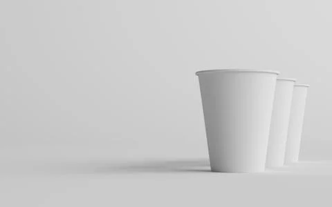 12 oz. / 355ml Single Wall Paper Regular / Medium Coffee Cup Mockup  - Three  Stock Illustration