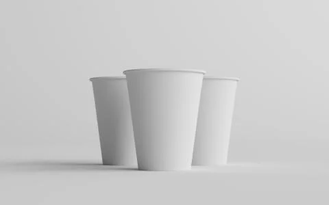 12 oz. / 355ml Single Wall Paper Regular / Medium Coffee Cup Mockup  - Three  Stock Illustration