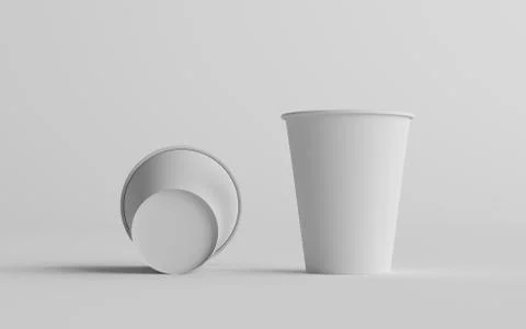 12 oz. / 355ml Single Wall Paper Regular / Medium Coffee Cup Mockup  - Two Cu Stock Illustration
