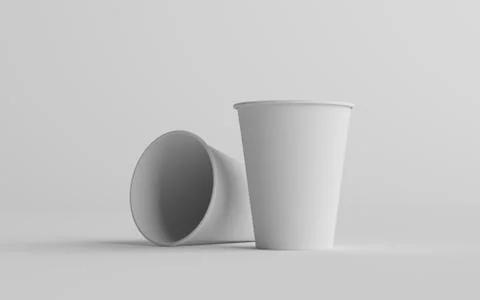 12 oz. / 355ml Single Wall Paper Regular / Medium Coffee Cup Mockup  - Two Cu Stock Illustration