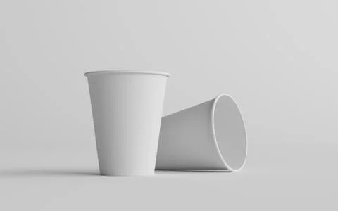 12 oz. / 355ml Single Wall Paper Regular / Medium Coffee Cup Mockup  - Two Cu Stock Illustration