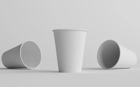 12 oz. / 355ml Single Wall Paper Regular / Medium Coffee Cup Mockup  - Three  Stock Illustration