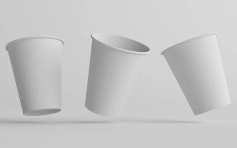 12 oz. / 355ml Single Wall Paper Regular / Medium Coffee Cup Mockup  - Three  Stock Illustration