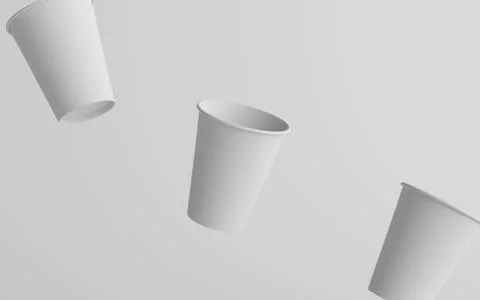 12 oz. / 355ml Single Wall Paper Regular / Medium Coffee Cup Mockup  - Three  Stock Illustration