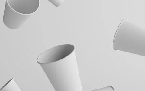 12 oz. / 355ml Single Wall Paper Regular / Medium Coffee Cup Mockup  - Multip Stock Illustration