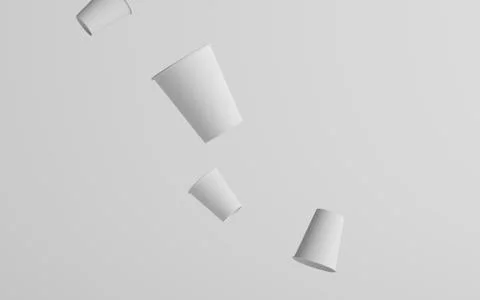 12 oz. / 355ml Single Wall Paper Regular / Medium Coffee Cup Mockup  - Multip Stock Illustration