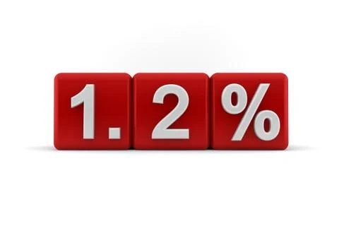 1.2 percent embossed on red cubes Stock Illustration