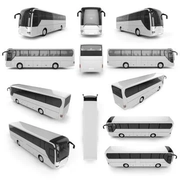 12 perspective view of City bus with blank surface for your creative design Stock Illustration