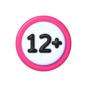 12 plus icon vector sign in 3D style. Twelve or older persons adult content 12 Stock Illustration