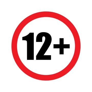 12 plus icon vector under twelve years prohibition sign, adults only for your Stock Illustration