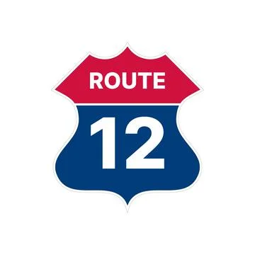 12 route sign icon. Vector road highway interstate Stock Illustration