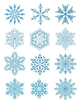12 snowflakes Stock Illustration