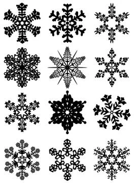12 snowflakes Stock Illustration