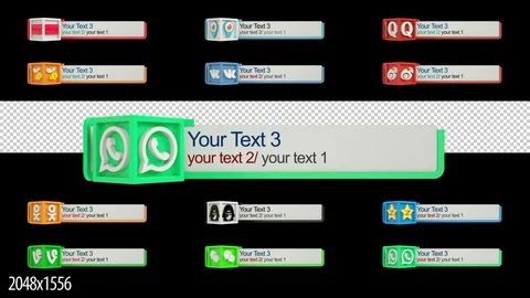 12 Social Media 3D Cubes Lower Thirds prewiev Stock After Effects