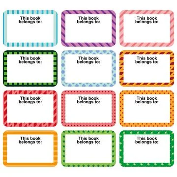 12 template illustrations of a set of colorful label sticker blank text. Stock Illustration