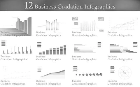 12 types of business graph set Stock Illustration
