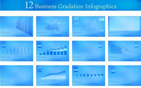12 types of business graph set Stock Illustration
