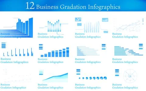 12 types of business graph set Stock Illustration