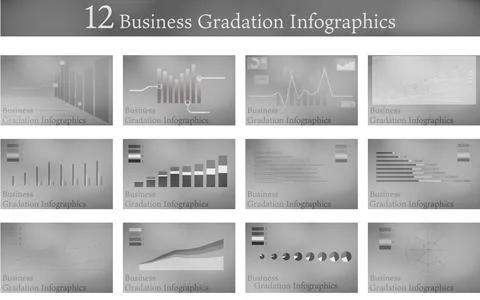 12 types of business graph set Stock Illustration