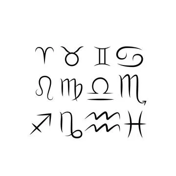 12 vector flat and simple black zodiac astrological signs Stockillustratie