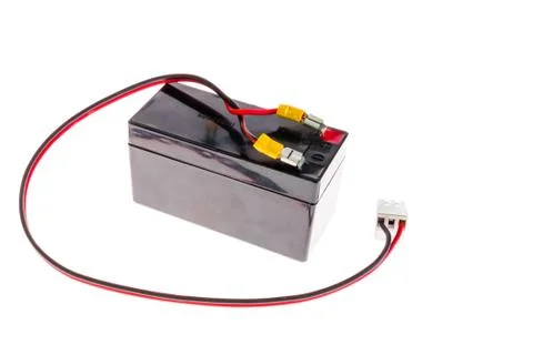 12 volt battery on white background Stock Photos