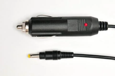 12 volt car adapter on a white background Stock Photos