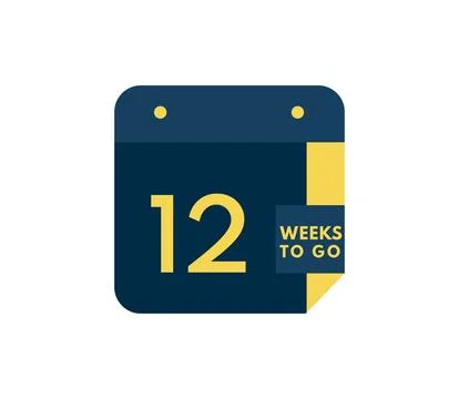 12 Weeks to go calendar icon on white background Illustration