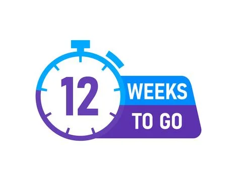 12 Weeks to go labels on white background Stock Illustration