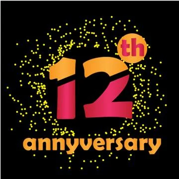 12 Year Anniversary Vector Template Design Illustration - Vector Stock Illustration