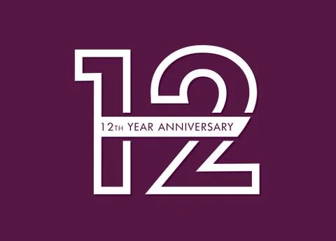 12 years anniversary image vector, 12th anniversary celebration logotype  Stock Illustration