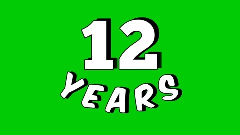 12 years text animation motion graphics cartoon on green screen Stock Footage 306141148