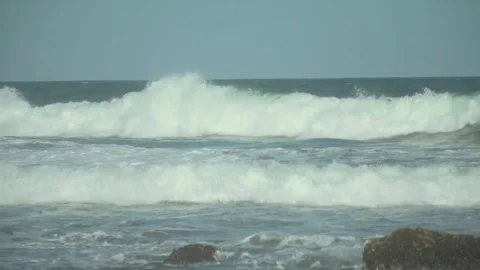 120 fps slow motion shot of ocean waves in closeup. Stock Footage 312867607