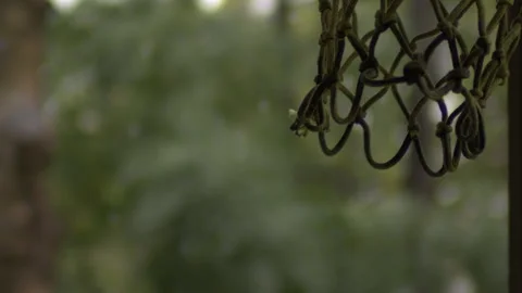 120 FPS Super Slow Motion Sad Vibe Basketball Net With Rain fall Background Video stock 219838743