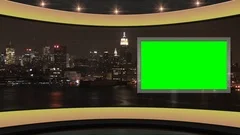 124 HD News TV Virtual Studio Green Scre, Stock Video