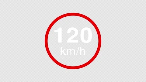 120 kmh speed limit road sign icon animation Stock Footage 335478137