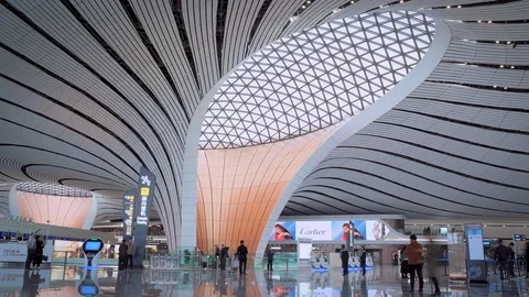 中国北京大兴国际机场航站楼 Stock Footage 120324526