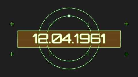 12.04.1961 with digital HUD elements and circles Stock Footage 237438910