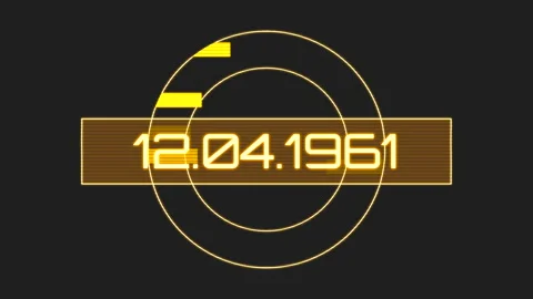 12.04.1961 with futuristic circles 스톡 동영상 166381908