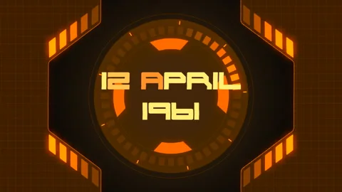 12.04.1961 with HUD elements on spaceship screen Stock Footage 258726581