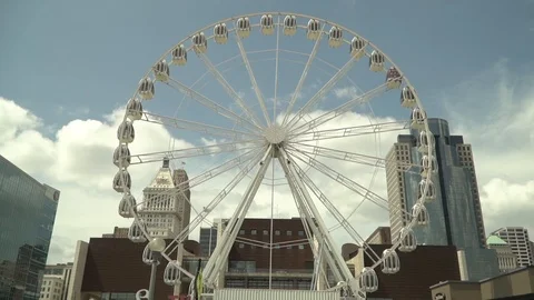 120fps Slow Motion Ferris Wheel Downtown Cincinnati Stock Footage 112147631