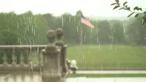 120fps Slow Motion Rain / Flag / Trees Stock Footage 111723596