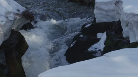120fps slow motion rapid river melting snow close up Red Dragon Camera 스톡 동영상 60057517