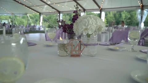 120fps Slow Motion Wedding Reception Table Decor Stock Footage 116505756