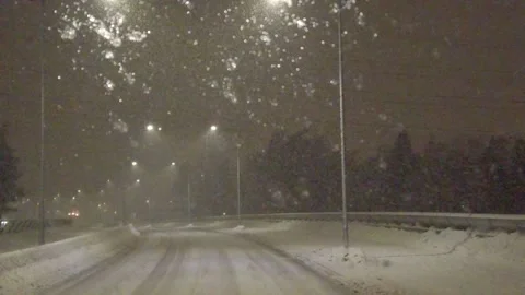 120fps snowing view from the car Stock Footage 168146243