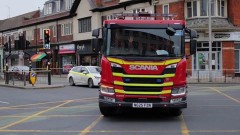 120fps. UK fire engine responding to an emergency. York.UK 6.2.2026 Stock Footage 330262670