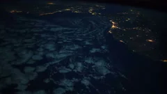 Time lapse of the planet earth from SIS. City lights at night. Morocco, Strain