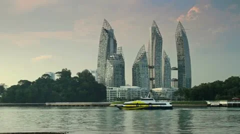 122 Reflections at Leppel Bay in Singapure, waterfront skyscraper Vídeo Stock 12316523