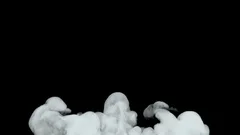 White Water Vapor Steam on a Black Background.